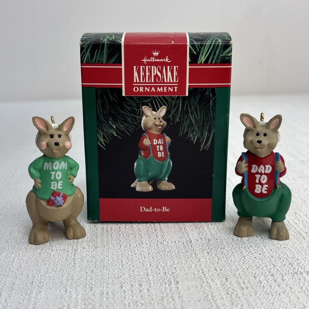 VTG Hallmark Keepsake Ornament Dad-to-Be w/ Original Box And Mom-to-Be Both 1991